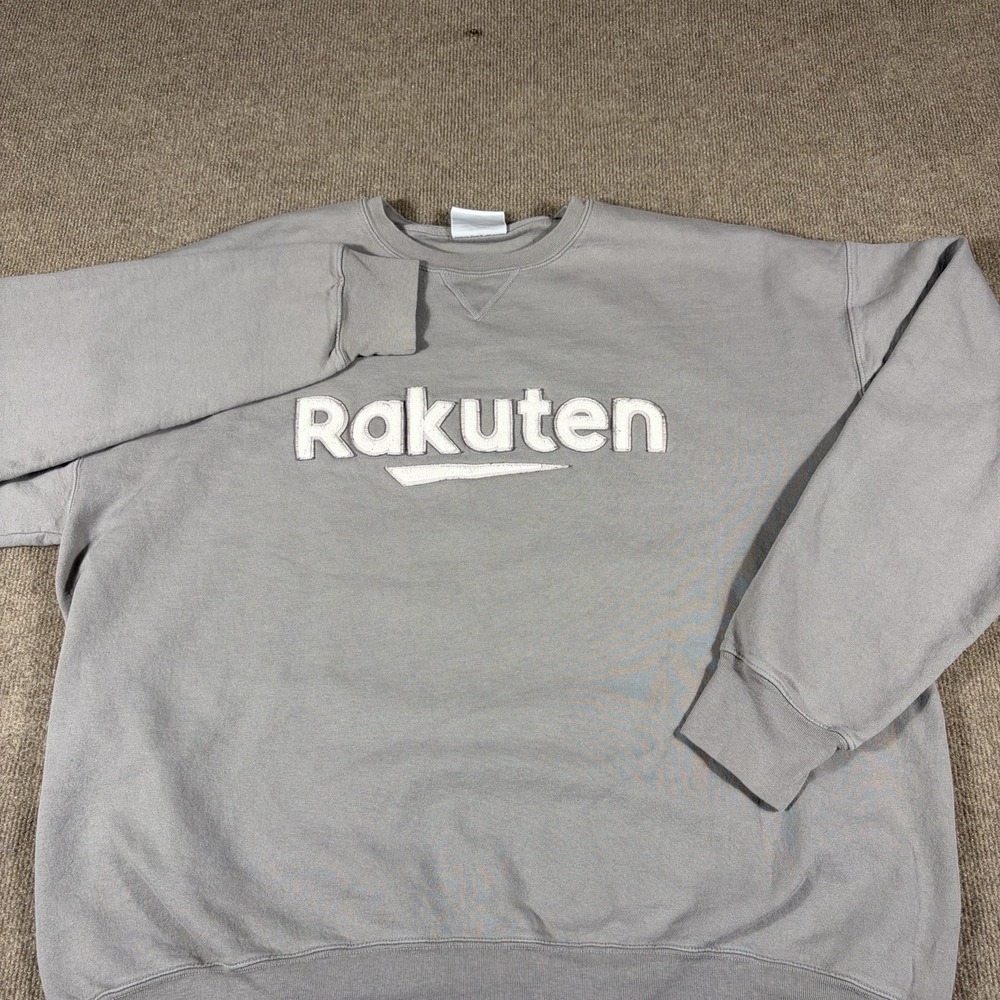 Champion Rakuten Sweatshirt Adult XL Gray‎ Crewneck Pullover Embroidered Logo
